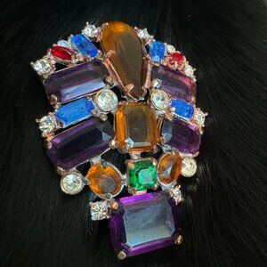 Eisenberg Original Copper Multicolor Stone Brooch | C 1950's | Vintage